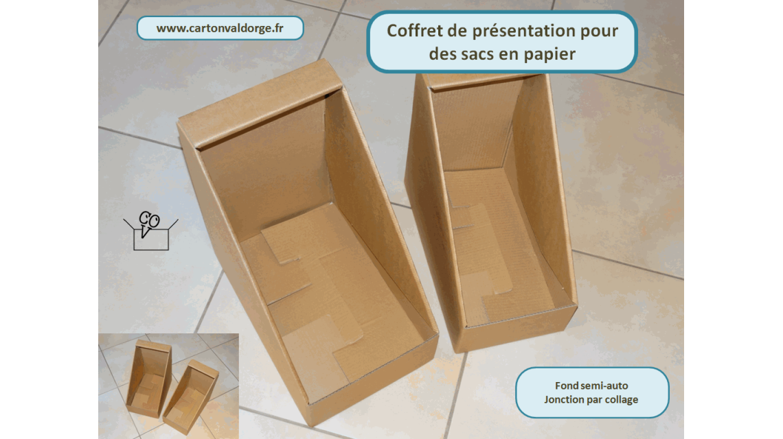 Coffret de présentation en carton pour des sacs en papier  