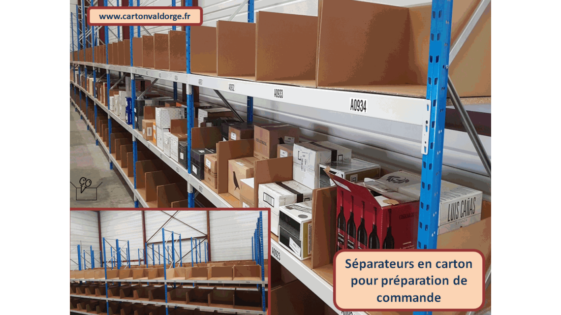 Séparateur en carton ondulé pour préparation de commandes  