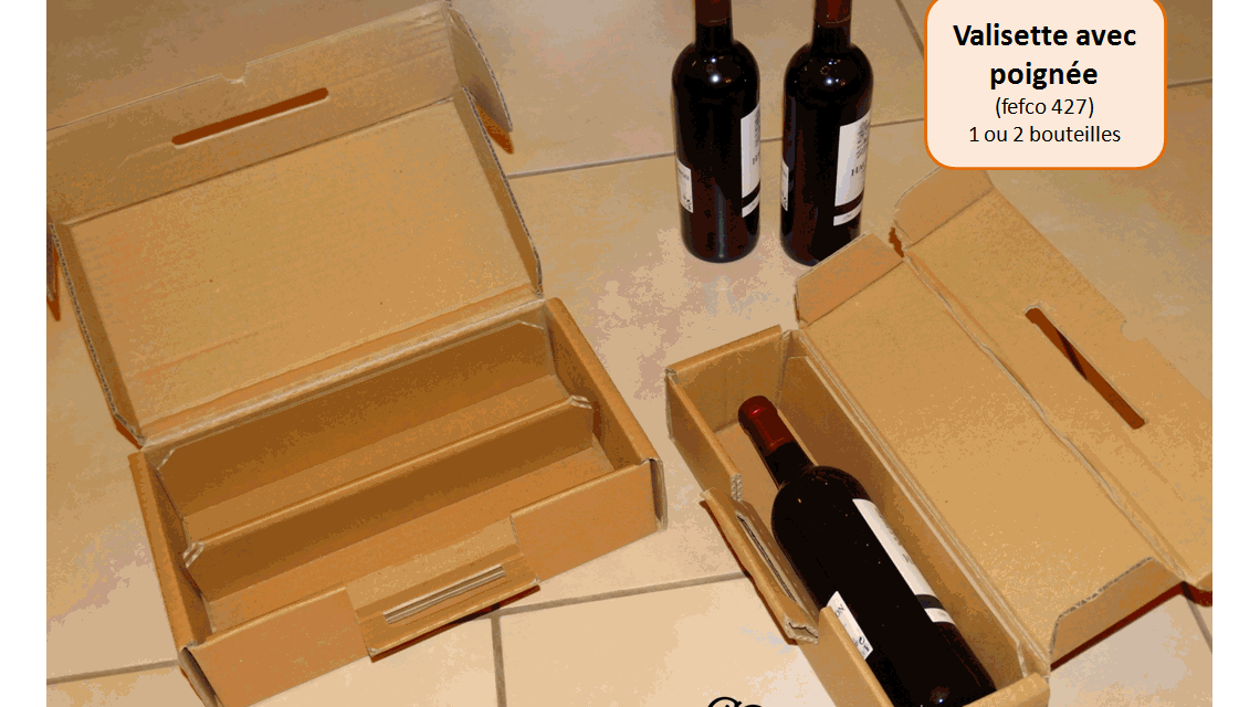 Valisette en carton avec poignée  <p>solution pour 1 ou 2 bouteilles</p>
